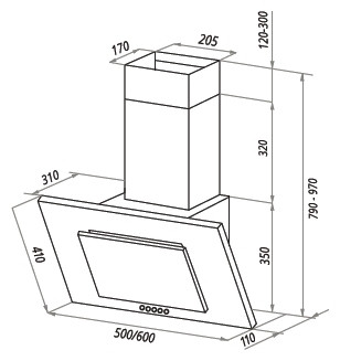Кухонная вытяжка HOMSAIR Camelia Power 60RD Inox
