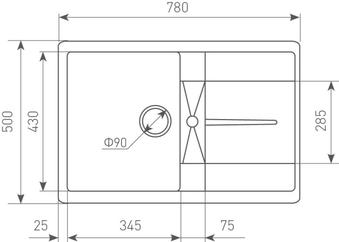 Кухонная мойка Zigmund & Shtain Rechteck 780 молодое шампанское