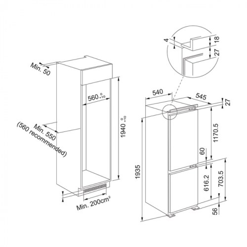 Встраиваемый холодильник Franke FCB 360 NF NE F 118.0627.477