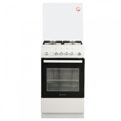 Газовая плита DeLuxe 5040.40г кр ЧР белый/черный стеклянная крышка
