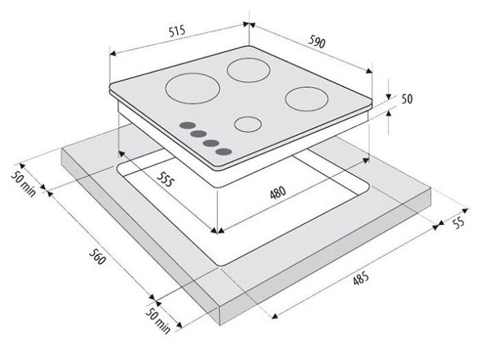 Газовая варочная панель Fornelli PGT 60 Ardore BL