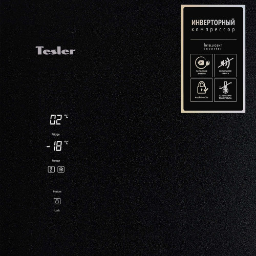 Холодильник Tesler RCD 545I BLACK GLASS