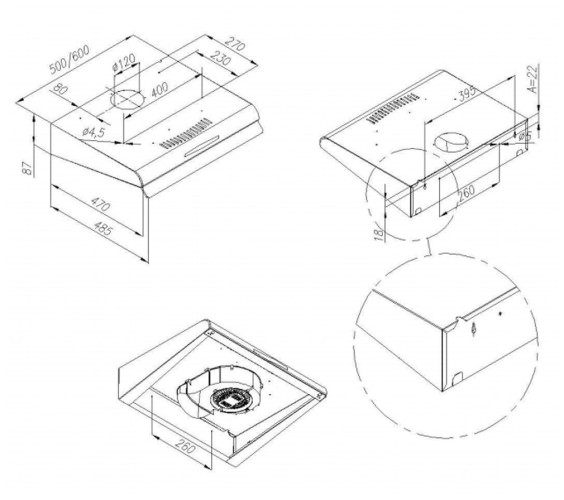 Подвесная вытяжка MAUNFELD MPA 50 нержавеющая сталь
