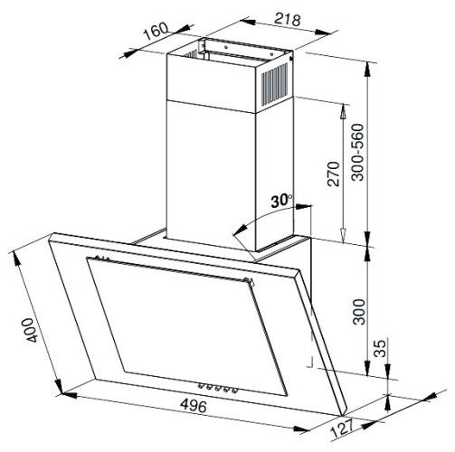 Кухонная вытяжка Weissgauff GAMMA 50 PB BL