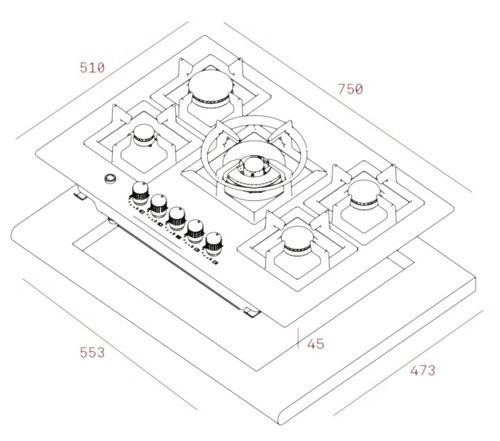 Газовая варочная панель Teka EFX 70 5G AI AL DR CI