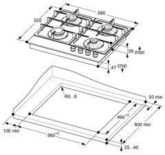 Газовая варочная панель Kuche GGH 640 BF