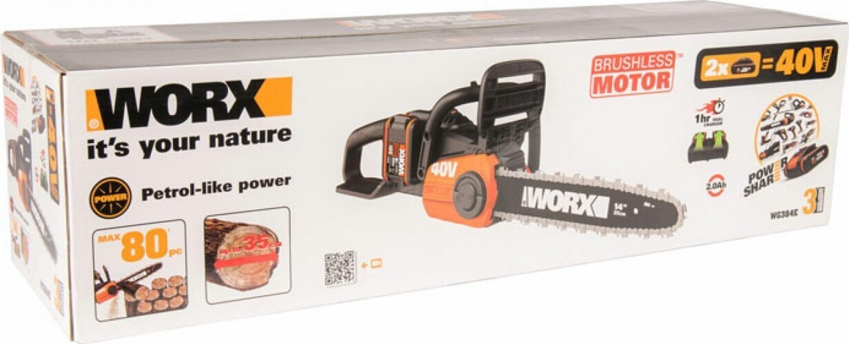 Аккумуляторная цепная пила Worx WG384E.9 без АКБ и З/У