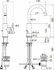 Смеситель для Кухни Bagno &amp; Associati Ba IX 930 74 195 мм IX93074