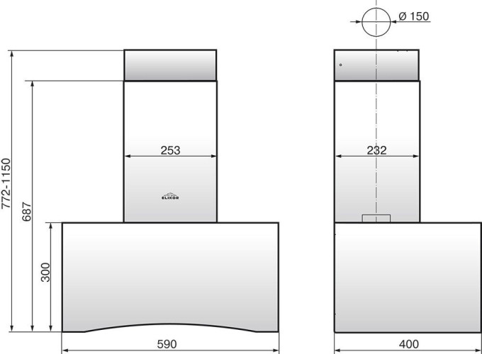 Кухонная вытяжка Elikor Дельта 60