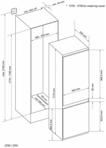 Встраиваемый холодильник Vestel VBI2760