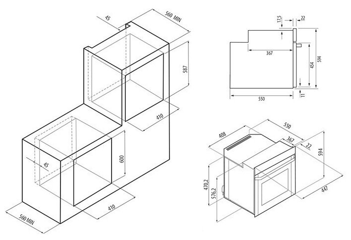 Газовый духовой шкаф Krona STRETTO 45 BL