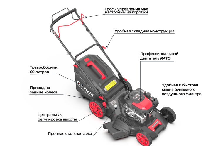 Газонокосилка бензиновая Getink GLM46S