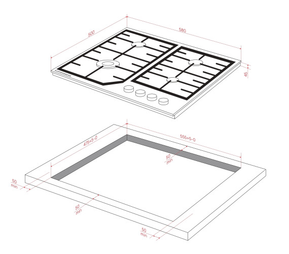 Газовая варочная панель Kuppersberg FS 66 B