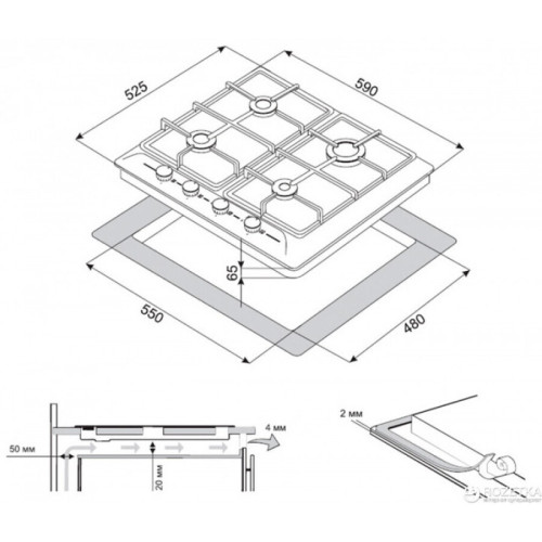 Газовая варочная панель ZorG BP5 FD RBL