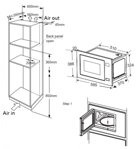 Встраиваемая микроволновая печь Meferi MMO6025BK Power