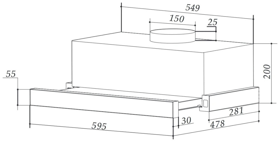Встраиваемая вытяжка Weissgauff TEL 06 TC WH
