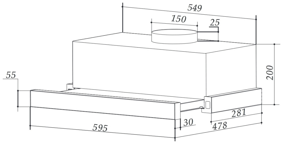Встраиваемая вытяжка Weissgauff TEL 06 TC BL