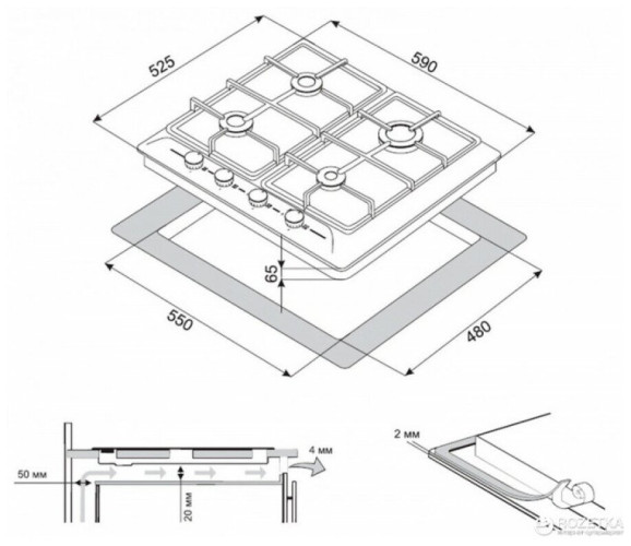 Газовая варочная панель Zorg BP9 FDW черный