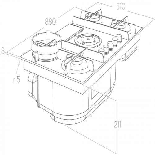 Газовая варочная панель Elica NIKOLATESLA FLAME EVO BL/A/88 PRF0196341