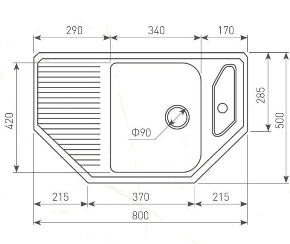 Кухонная мойка Zigmund & Shtain ECKIG 800 темная скала
