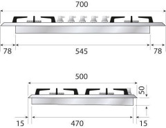 Газовая варочная панель ILVE HCB 70SDN/AWB antiq.white, (ручки бронза)