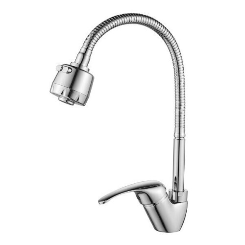 Смеситель для кухни Rossinka Silvermix A35-26 для кухни с гибким изливом
