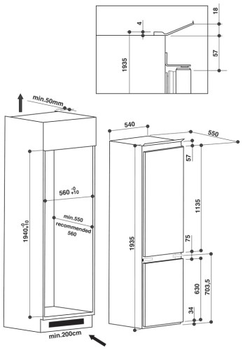 Встраиваемый холодильник Whirlpool ART 9813 A++ SFS