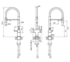 Смеситель для кухни Paulmark GRAVITY золото, черный шланг