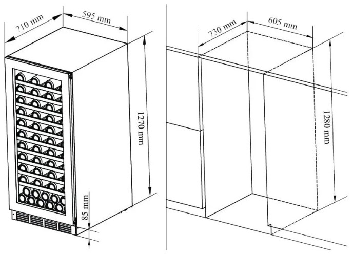 Встраиваемый винный шкаф Cavanova CV120DT