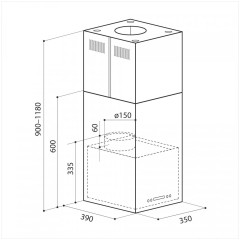 Кухонная вытяжка Lex Tubo Quattro Isola 350