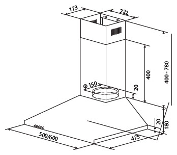 Кухонная вытяжка HOMSair DELTA 50 нержавеющая сталь